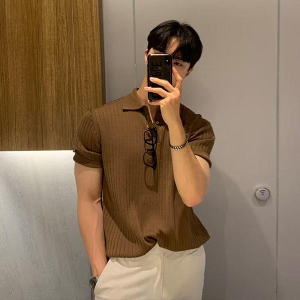 Quarter-Button Collared Polo Shirt NS124