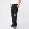 Casual Wide Leg Ripped Black Jeans NS284