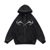 Graphic Black Washed Oversized Zip-up Hoodie NS620
