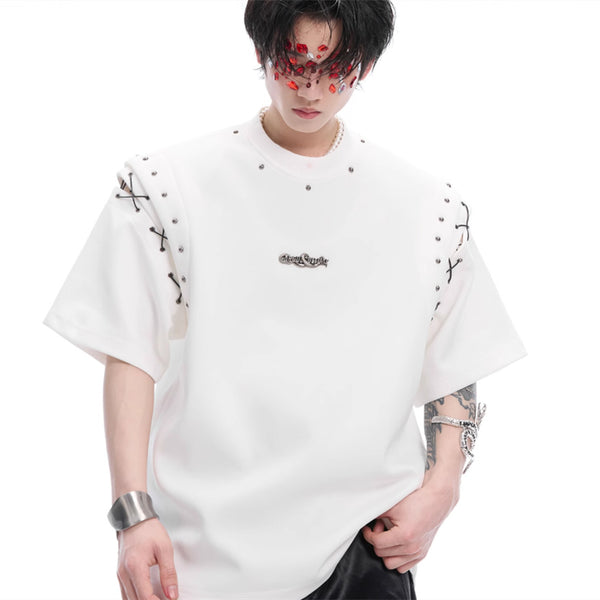 Vest Lace-up Short Sleeve Tee NS932