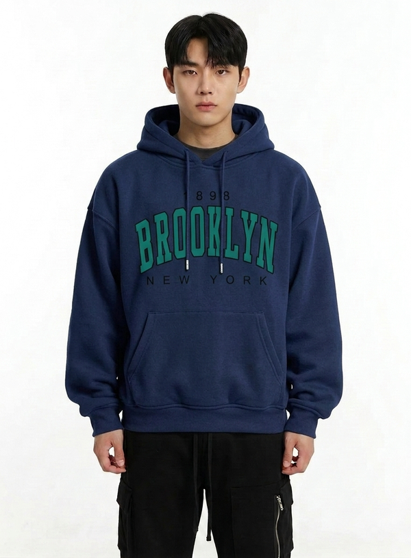 "1898 Brooklyn" Heavyweight Graphic Oversized Hoodie NS374