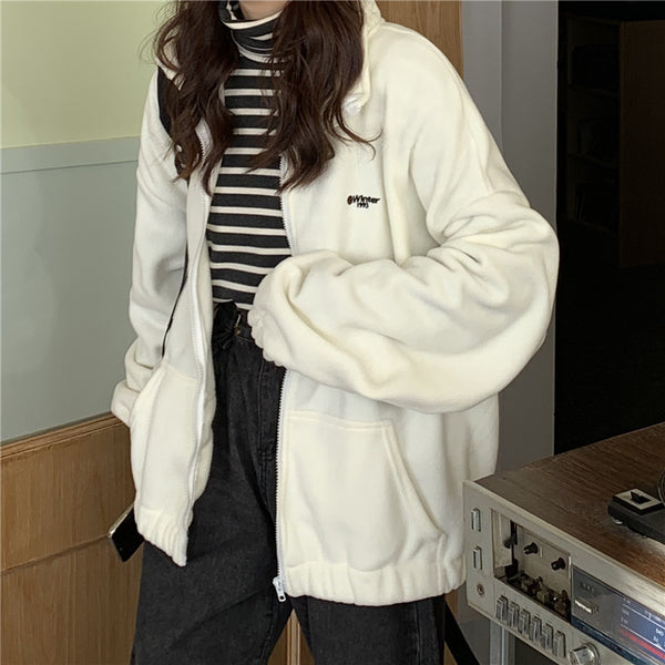 "Winter 1993" Lettering Zip-up Hoodie NS573