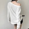 Ink-Wash Print Off-Shoulder Long Sleeve Top NS2282