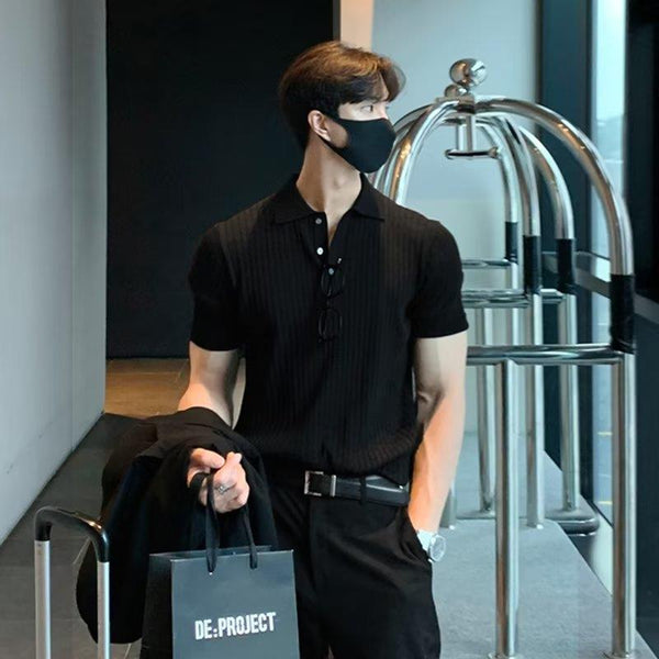 Quarter-Button Collared Polo Shirt NS124
