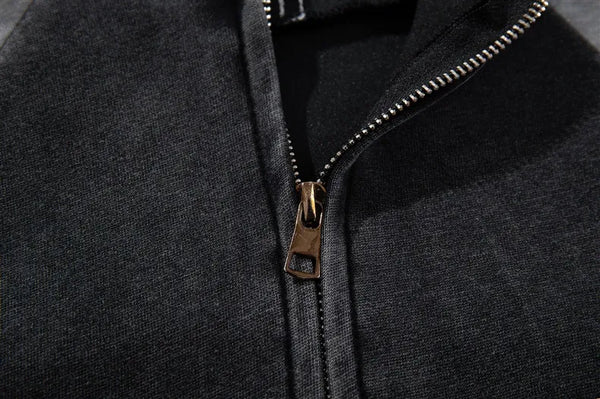 Oversize Striped Panel Zip-Up Hoodie NS2301