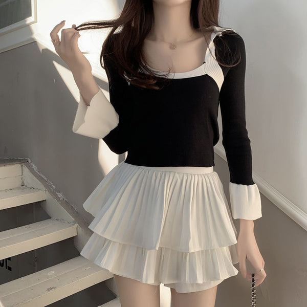 Layered Low-Rise Mini Skirt NS981