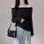 Korean Off-Shoulder Draped Cotton Sweater Top NS622
