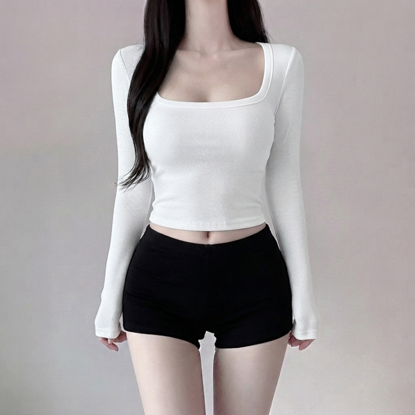 Slim Fit Crop Long Sleeve Top NS2273