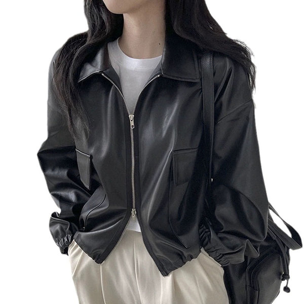 Crop Double Zipper Bomber Jacket NS814