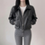 Korean Crop Double Zipper Bomber Jacket NS814