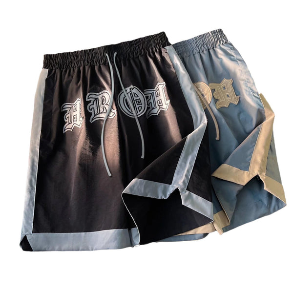 Oversized Basketball Letter Striped Shorts NS661