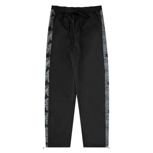 Side Striped Bear Pattern Casual Straight Cotton Pants NS633