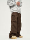 Wide Leg Baggy Cargo Pants Polyester Double Side Pockets NS832