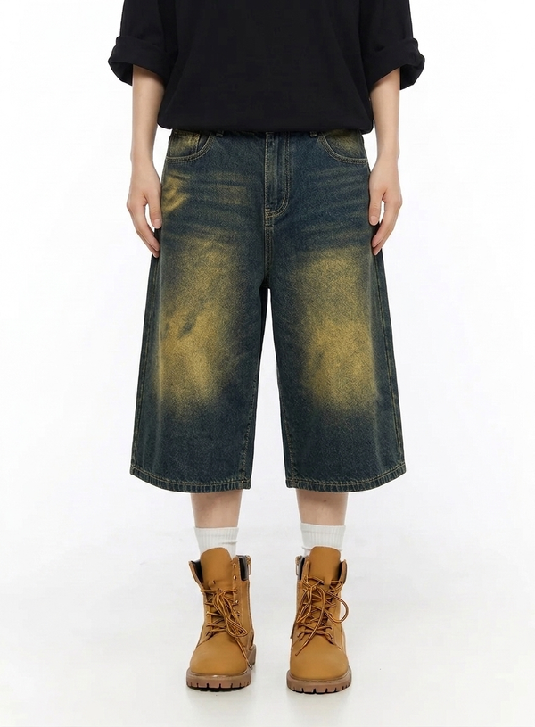 K-streetwear Washed Oversized Baggy Jean Shorts NS720