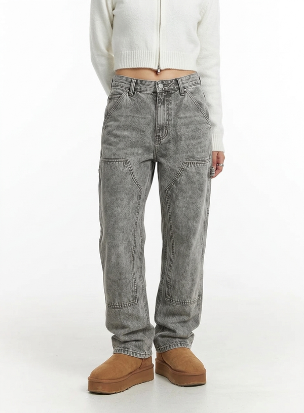 Gray Washed Street Straight Jeans NS628
