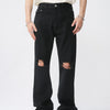 Casual Wide Leg Ripped Black Jeans NS284
