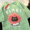 "FIRE" Kitten Graphic Tee Shirt NS783