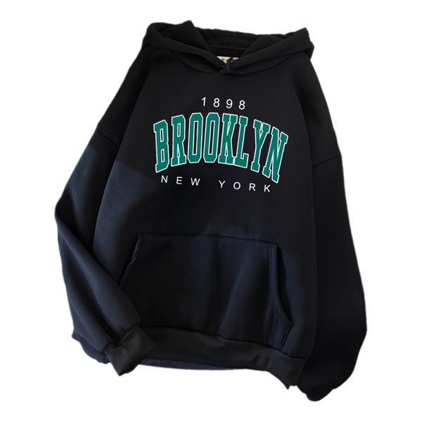 "1898 Brooklyn" Heavyweight Graphic Oversized Hoodie NS374