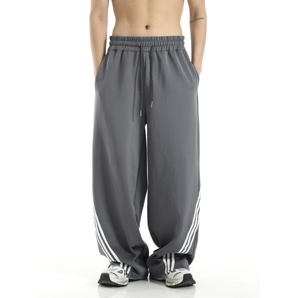 Triple Striped Wide Leg Baggy Track Sweatpants NS122