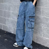 Trendy Casual Straight Wide-Leg Cargo Jeans NS395
