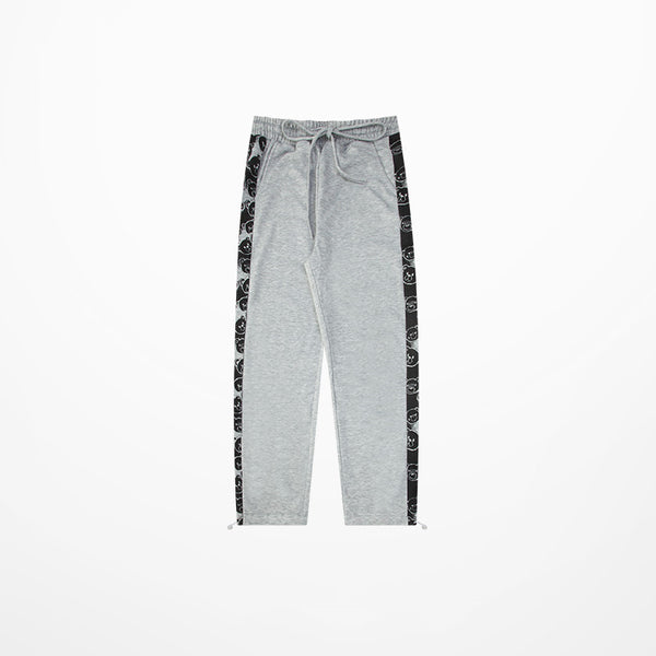 Side Striped Bear Pattern Casual Straight Cotton Pants NS633