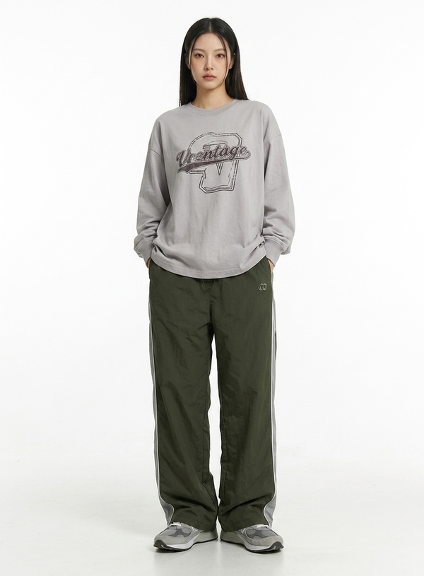 Retro Loose Straight Striped Sweatpants NS827