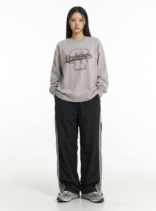 Retro Loose Straight Striped Sweatpants NS827