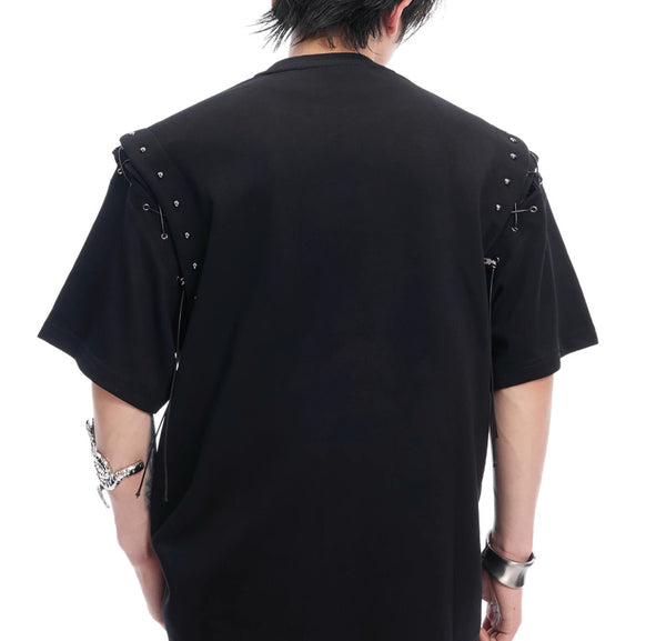 Vest Lace-up Short Sleeve Tee NS932