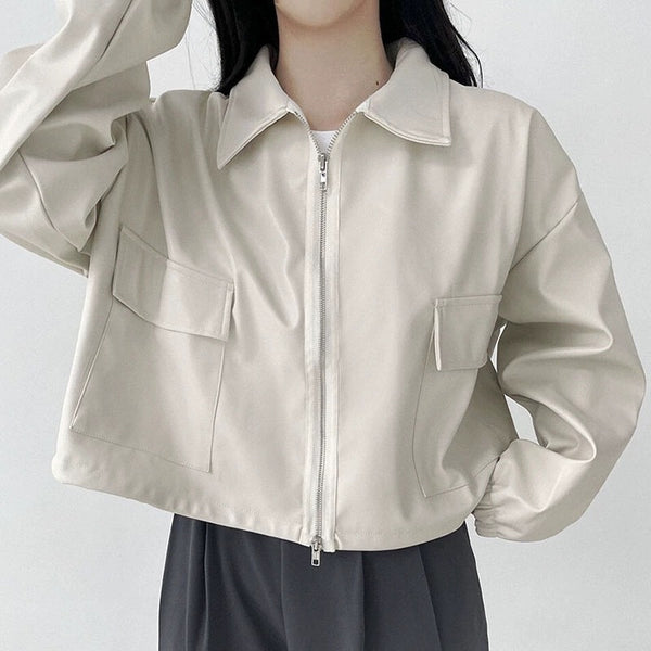 Crop Double Zipper Bomber Jacket NS814