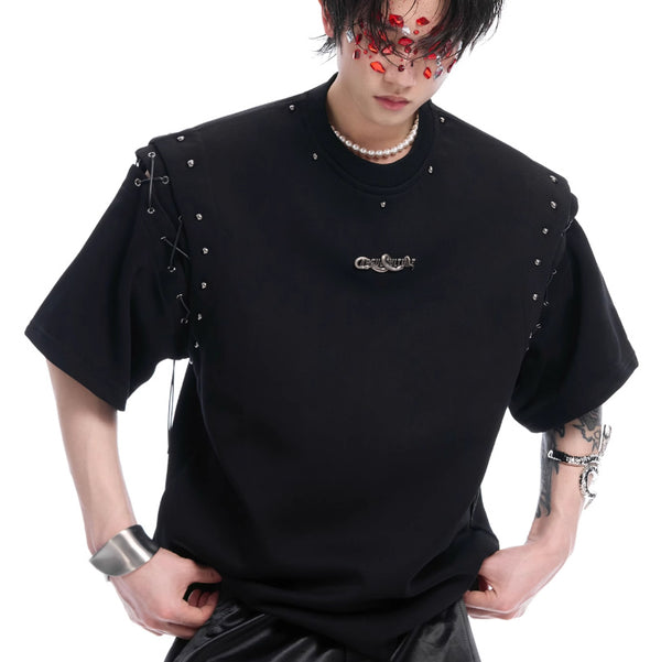 Vest Lace-up Short Sleeve Tee NS932