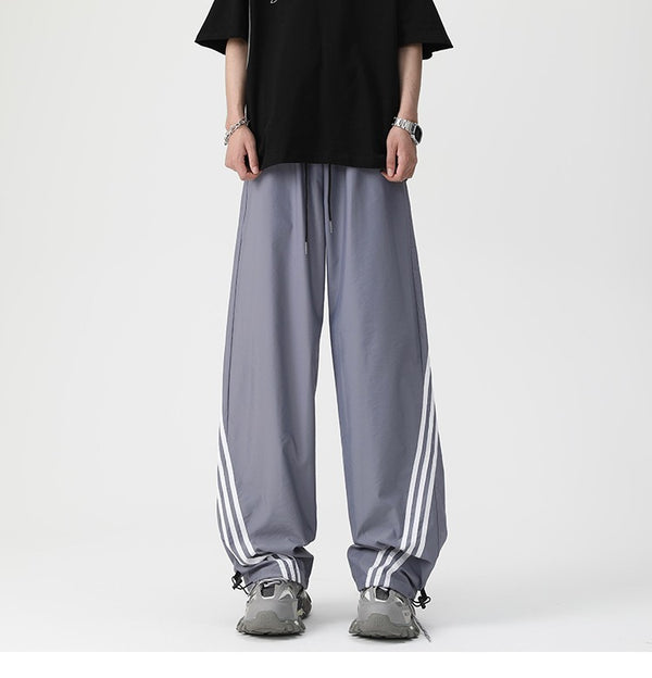 Triple Striped Wide Leg Baggy Track Sweatpants NS122