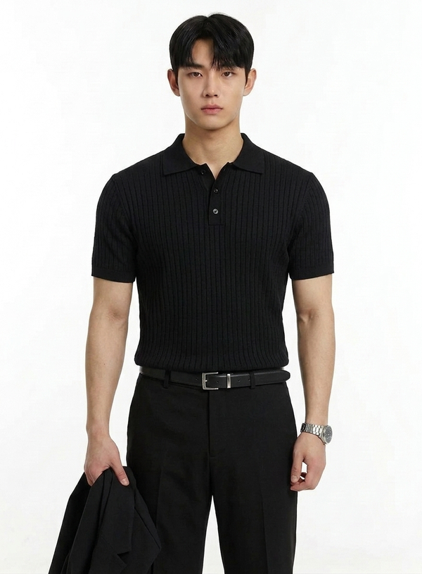 Quarter-Button Collared Polo Shirt NS124