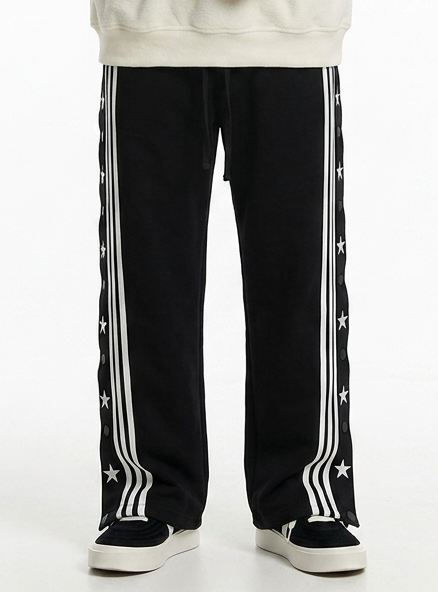 Star Striped Drawstring Straight Leg Sweatpants NS558