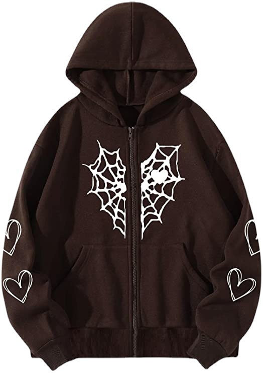 Spider Web Love Zip-up Hoodie Oversized NS512