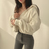 Crop Zip-Up Wool Hoodie NS345