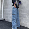 Trendy Casual Straight Wide-Leg Cargo Jeans NS395