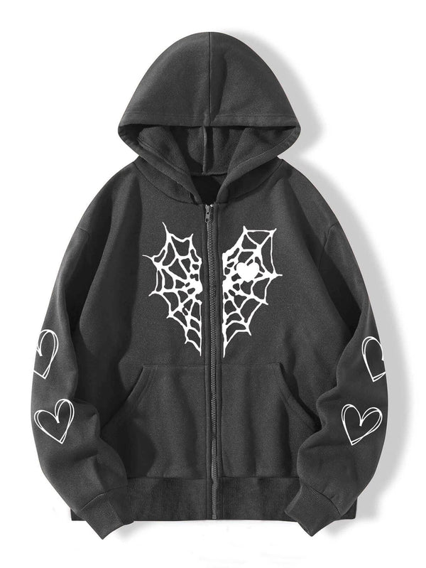 Spider Web Love Zip-up Hoodie Oversized NS512