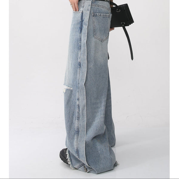 Baggy Distressed Ripped Denim Jeans NS610