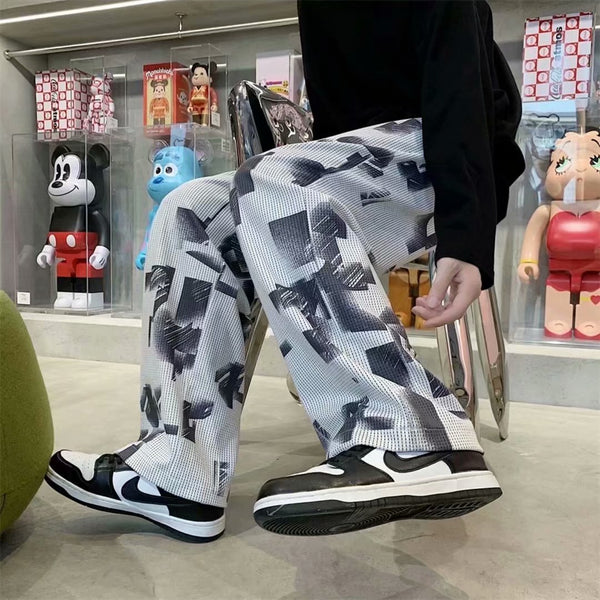 Tie Dyed Pleated Graphic Pants NS1233