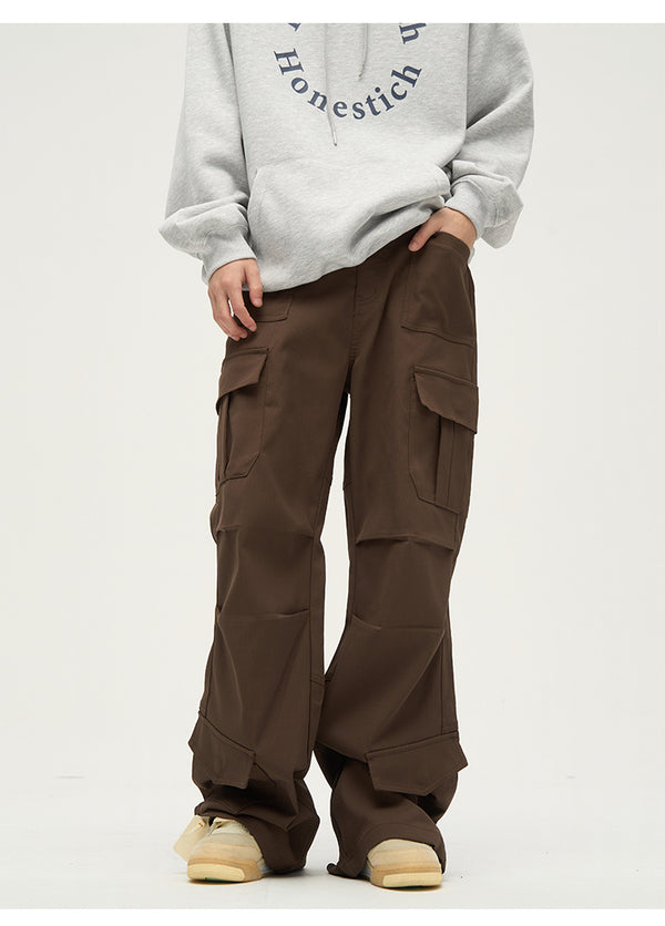 Wide Leg Baggy Cargo Pants Polyester Double Side Pockets NS832