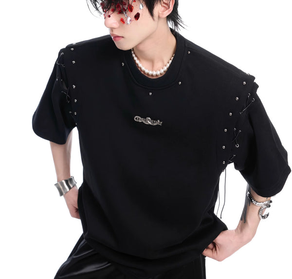 Vest Lace-up Short Sleeve Tee NS932