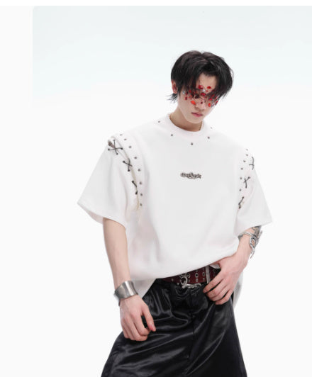 Vest Lace-up Short Sleeve Tee NS932