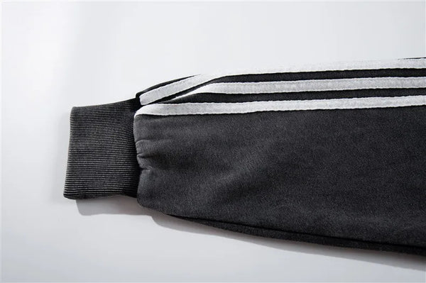 Oversize Striped Panel Zip-Up Hoodie NS2301