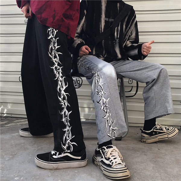 White Thorns Baggy Wide-Leg Sweapants NS528