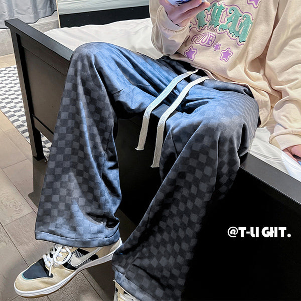 Light Checkered Baggy Polyester Pants NS816