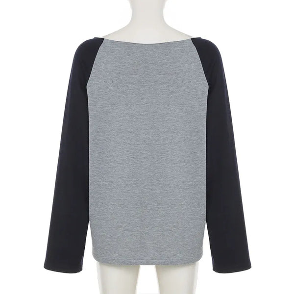 "NEW YORK" Loose Colorblock Raglan Oversized Top NS620