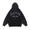 Graphic Black Washed Oversized Zip-up Hoodie NS620