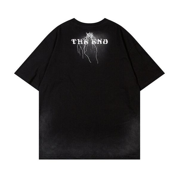 "THE END" Dark Washed Graphic Tee NS397