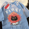 "FIRE" Kitten Graphic Tee Shirt NS783