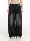 Baggy Wide Leg Denim Sweatpants NS483